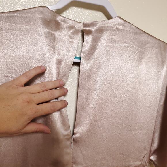 NWT BIRDY GREY Satin Champaign Bridesmaid Jesse Kimono Taupe Dress Formal Gown - Picture 10 of 13